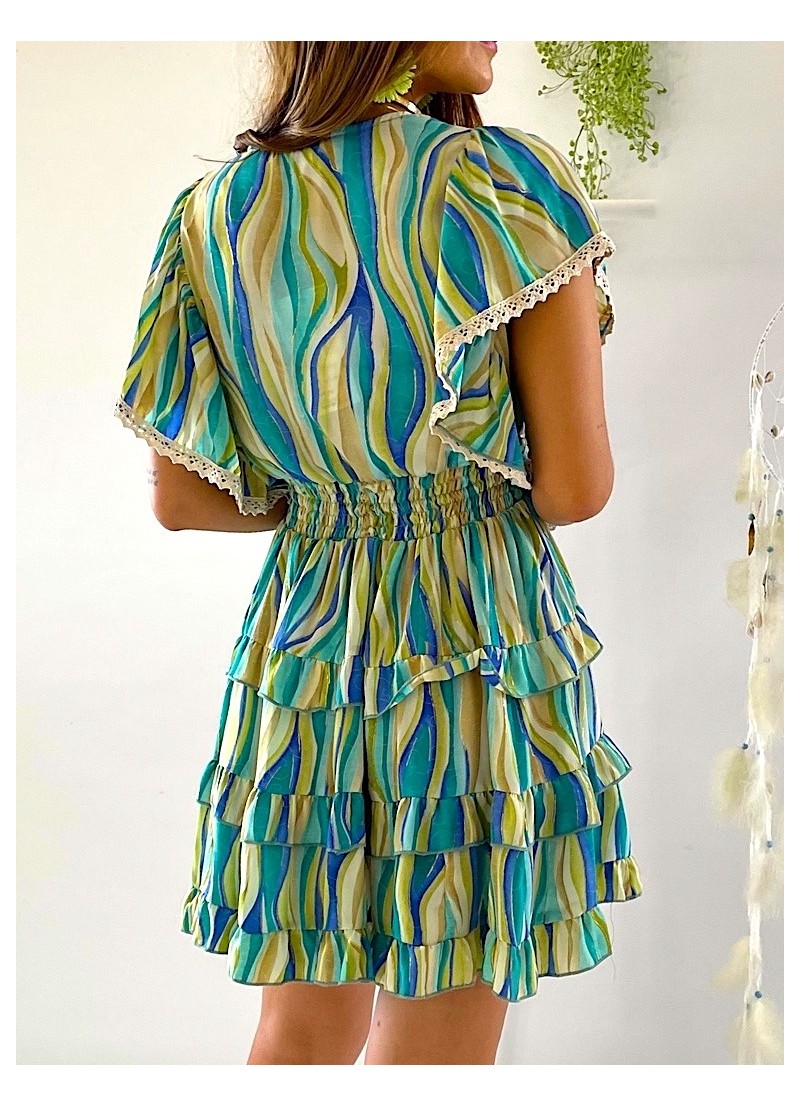 Vestido Laya verde y azul