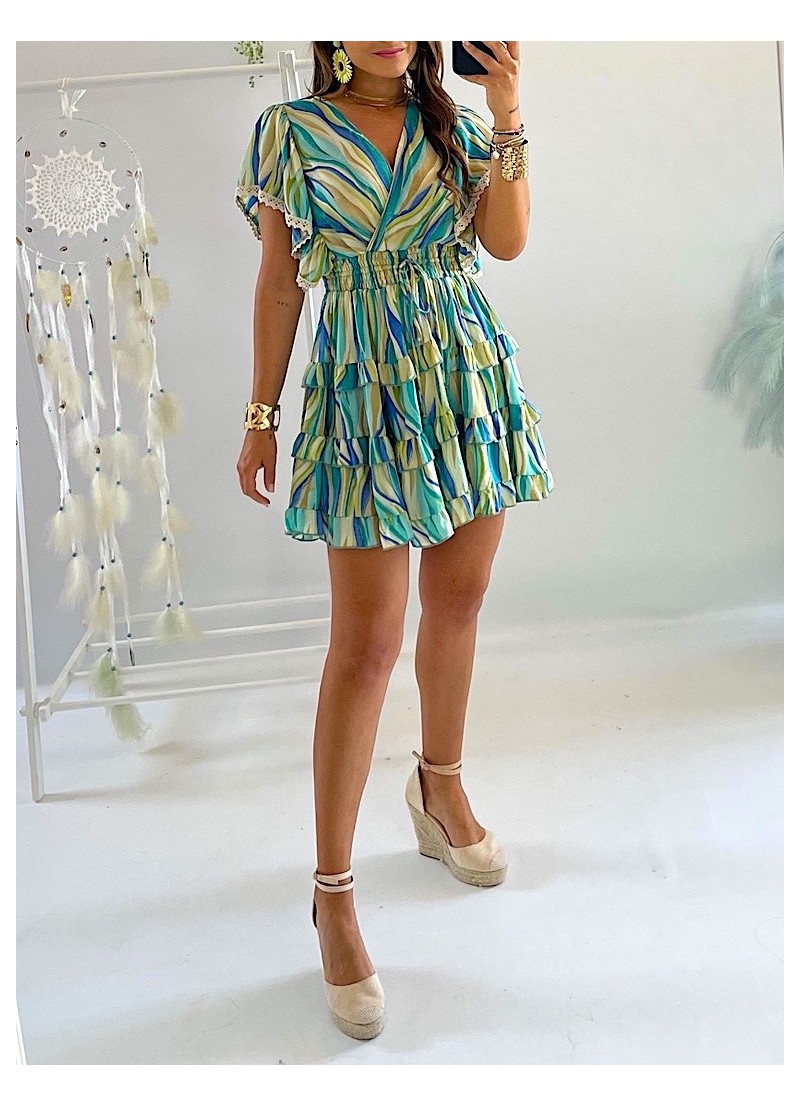 Vestido Laya verde y azul