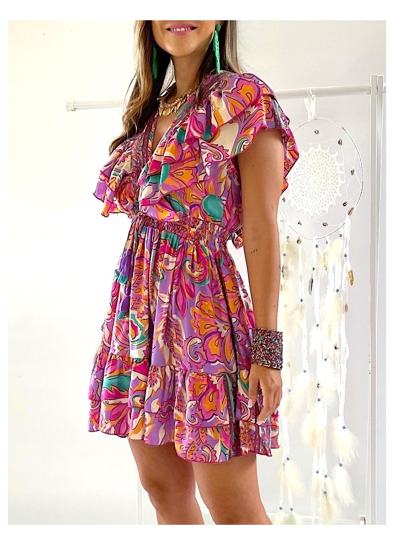 Vestido Kirin fucsia y malva