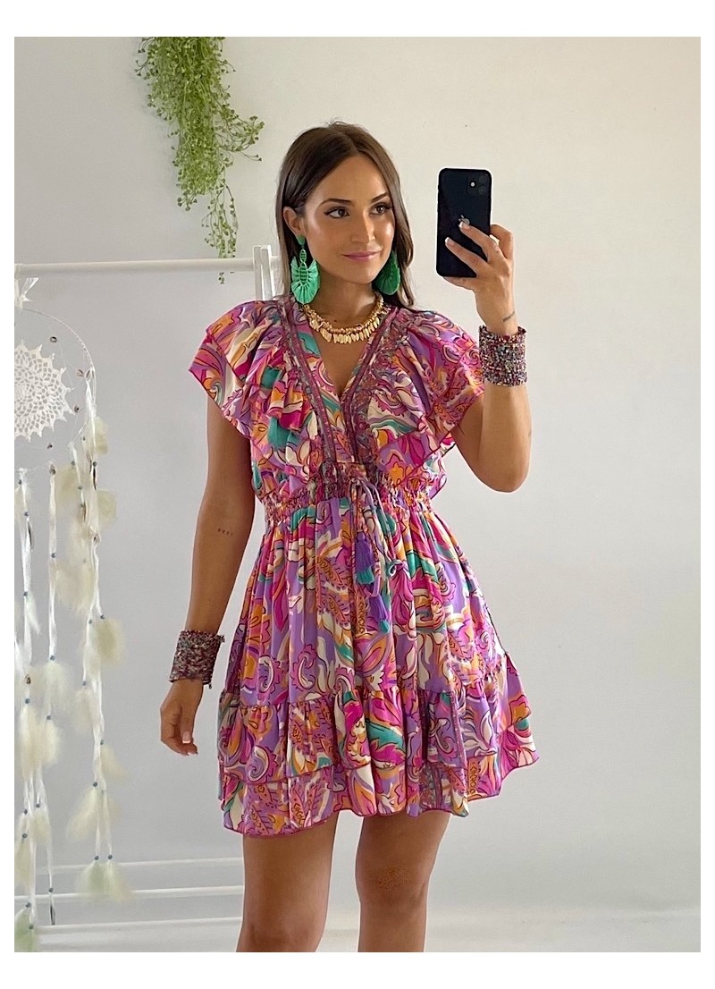 Vestido Kirin fucsia y malva
