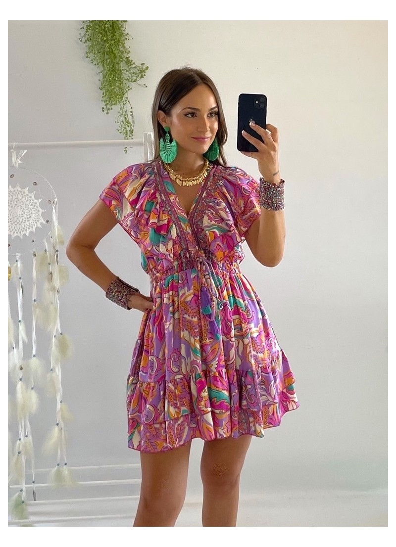 Vestido Kirin fucsia y malva