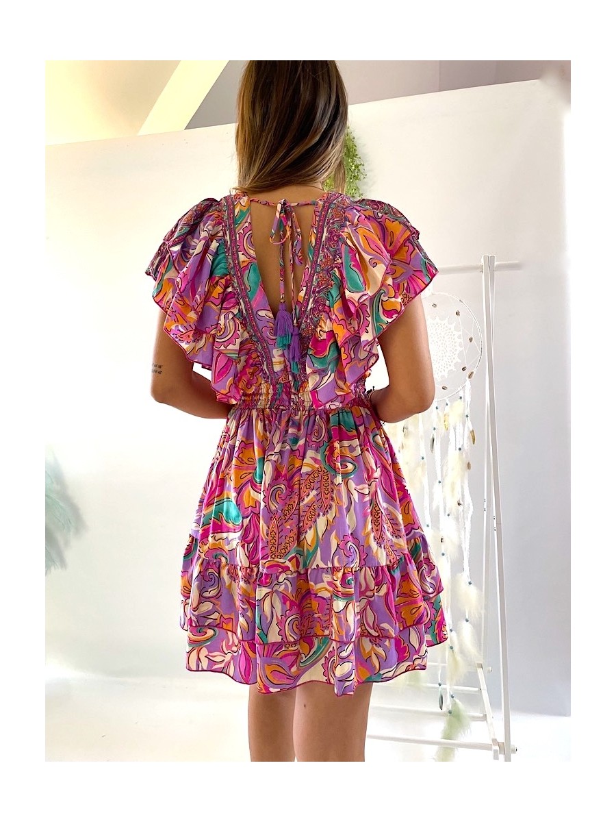 Vestido Kirin fucsia y malva