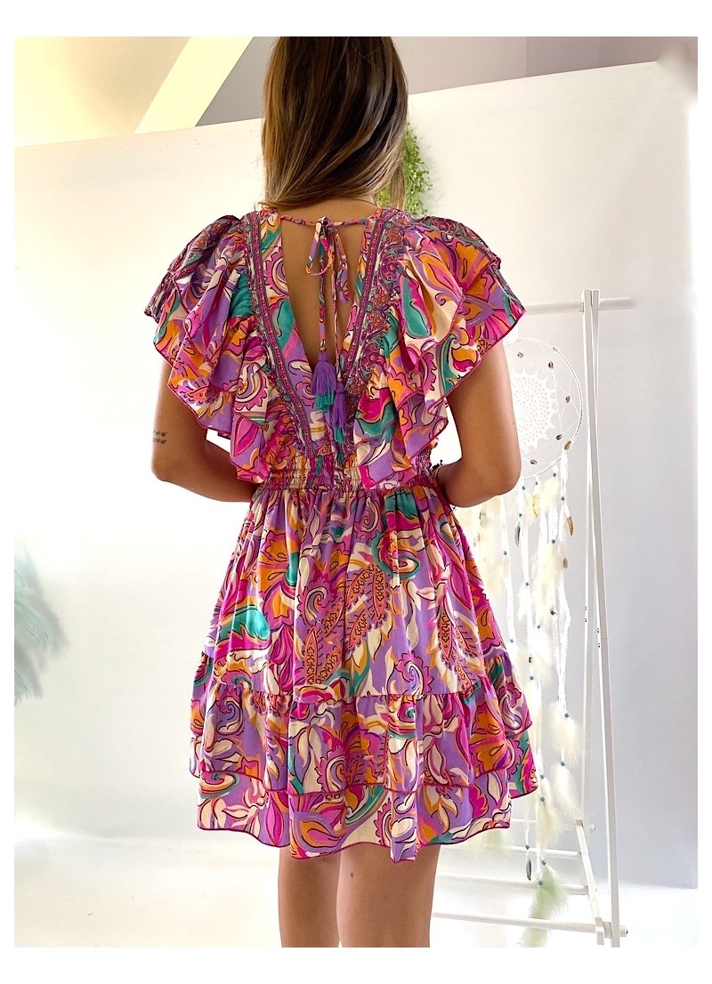Vestido Kirin fucsia y malva