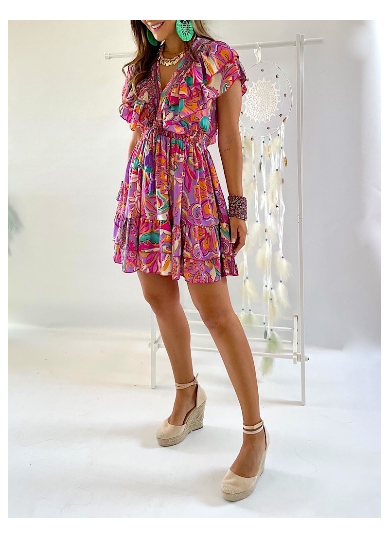 Vestido Kirin fucsia y malva