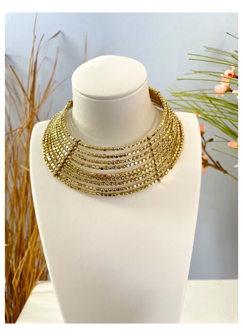 Gargantilla choker bolitas doradas