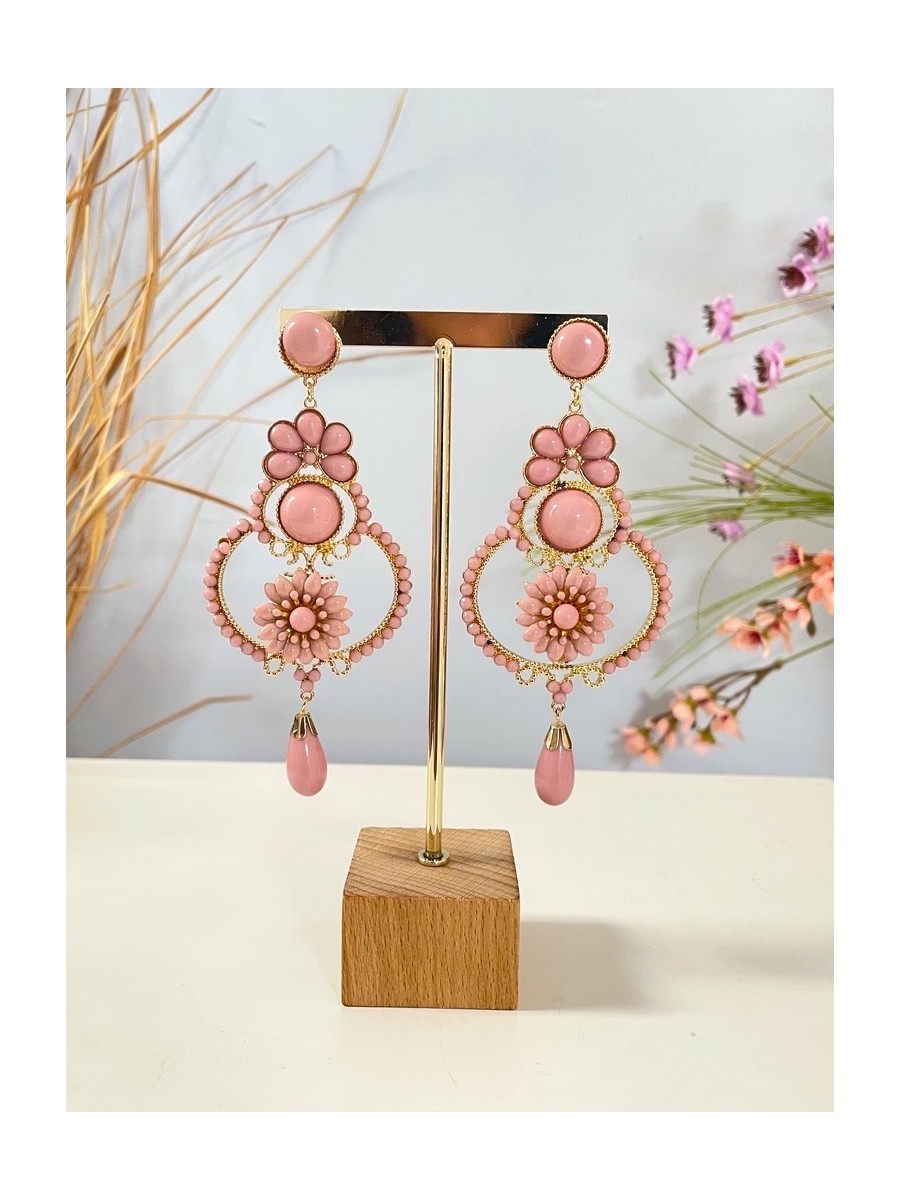 Pendientes Arabesco rosa