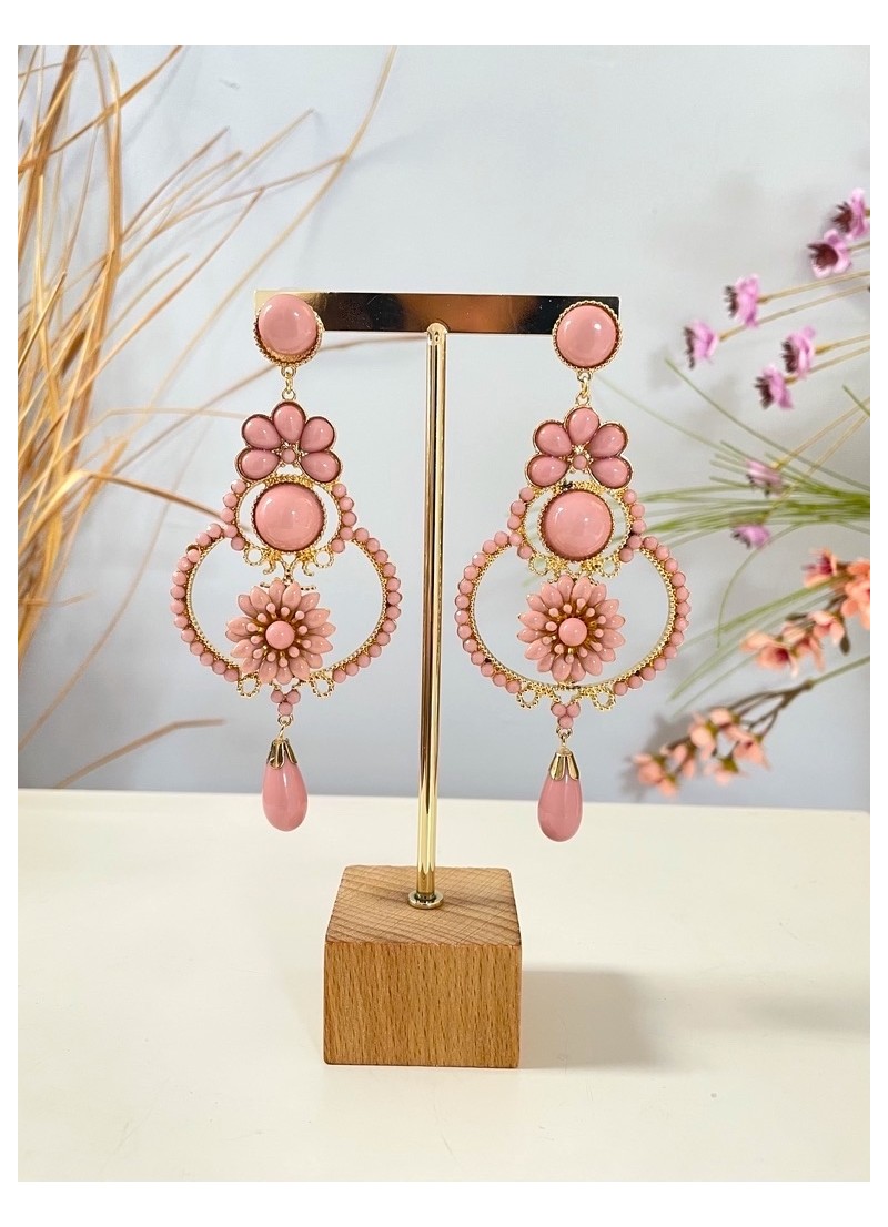 Pendientes Arabesco rosa