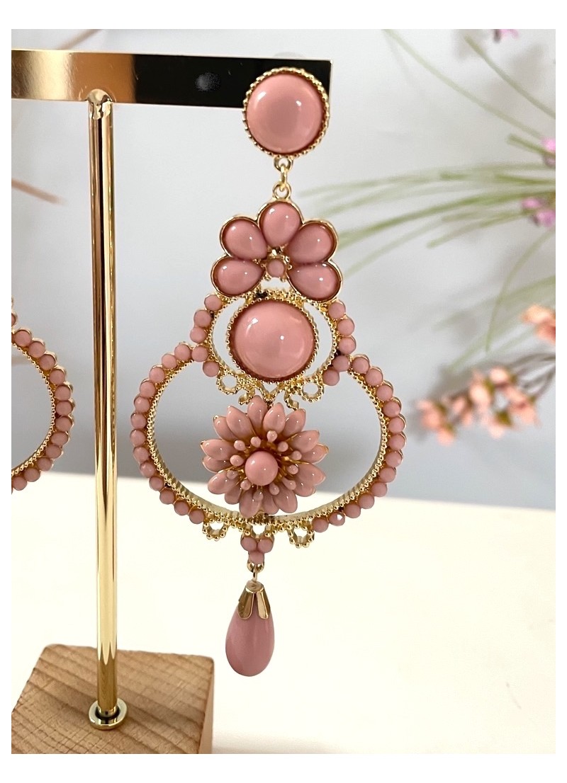 Pendientes Arabesco rosa
