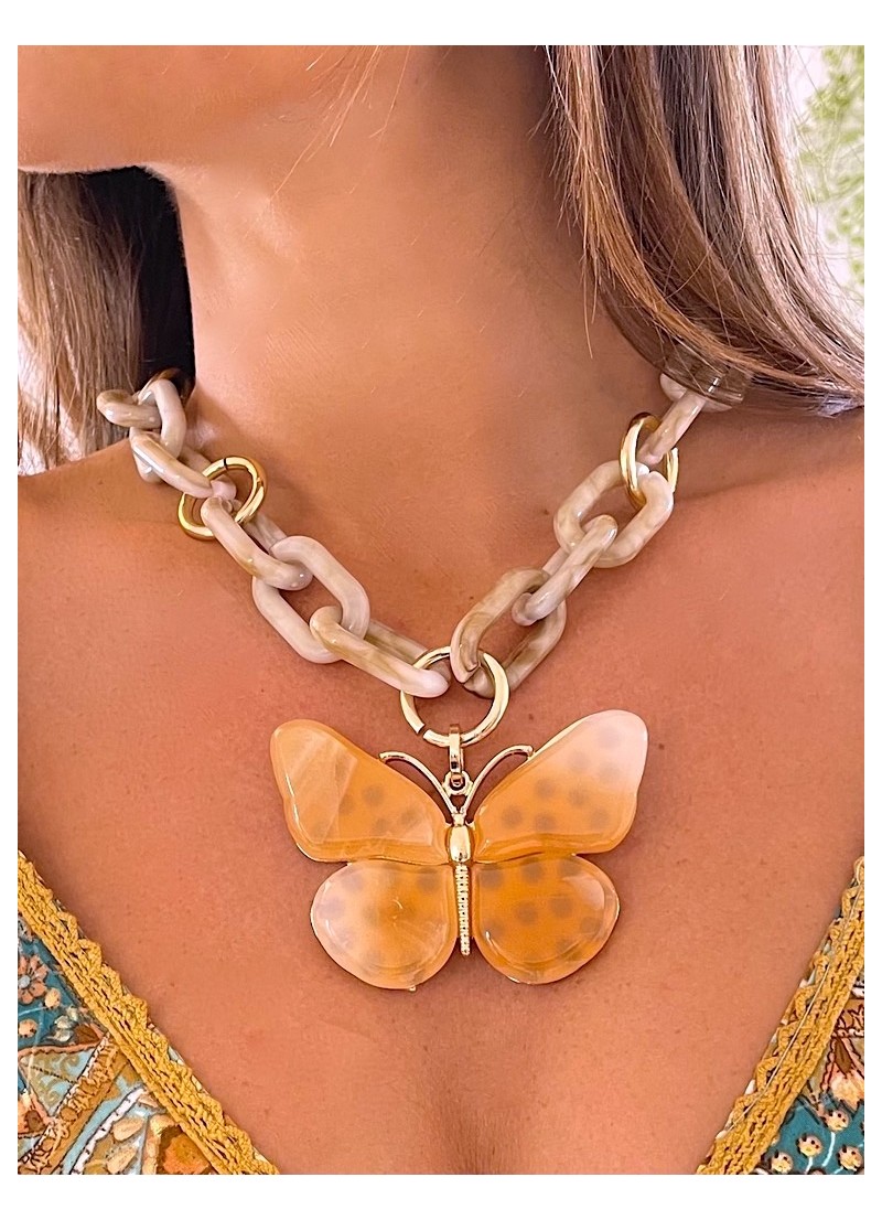 Collar mariposa beige