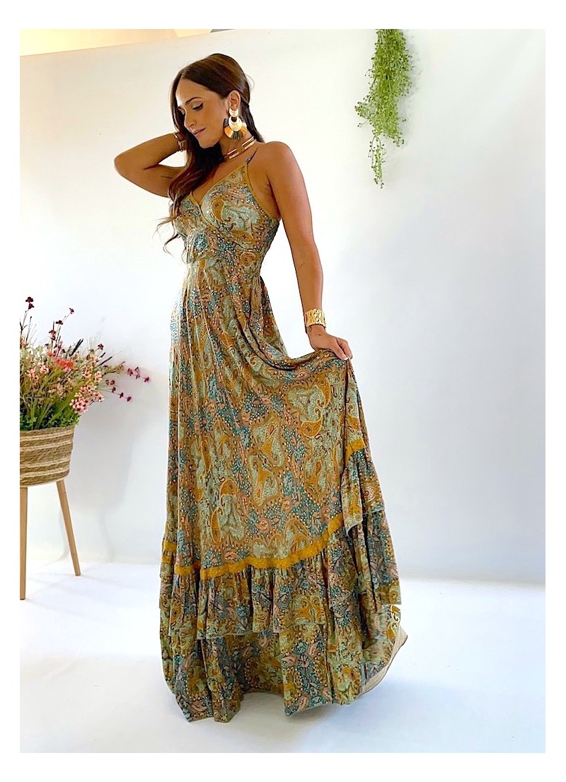 Vestido Camelia estampado verde