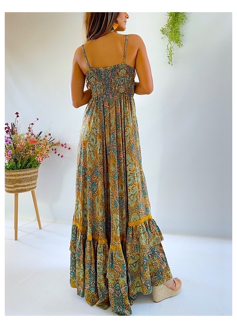 Vestido Camelia estampado verde