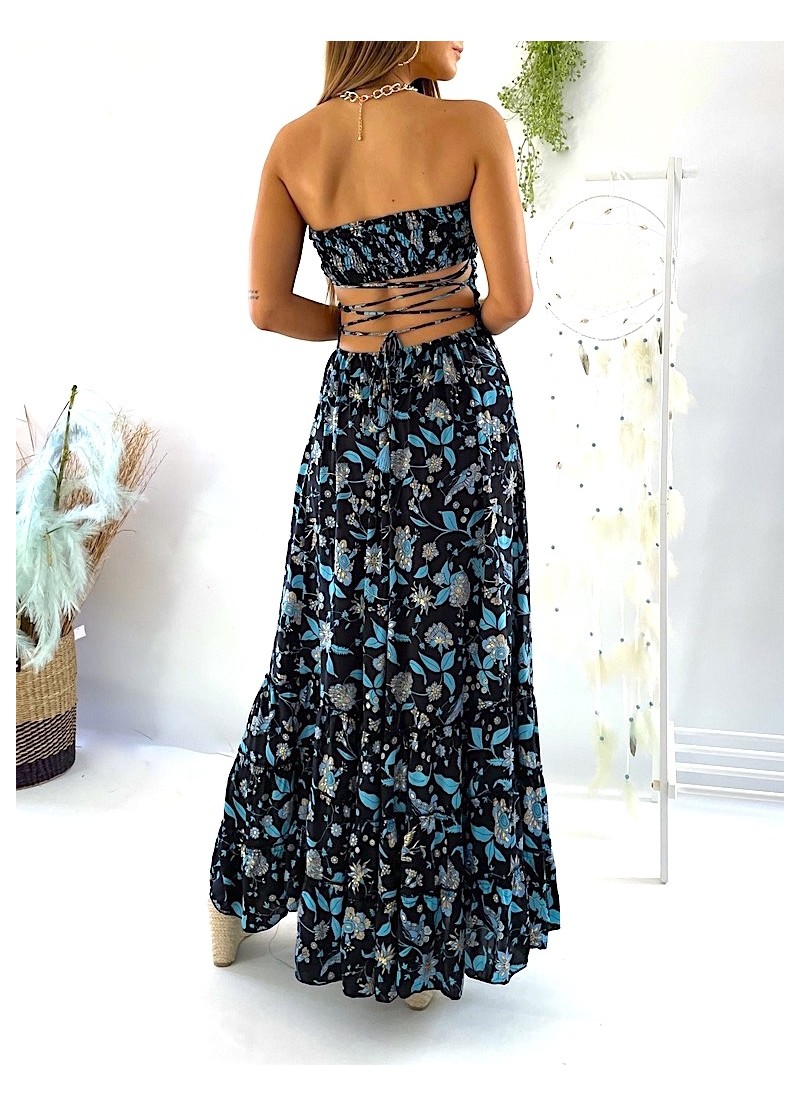 Vestido Evelyn azul y negro