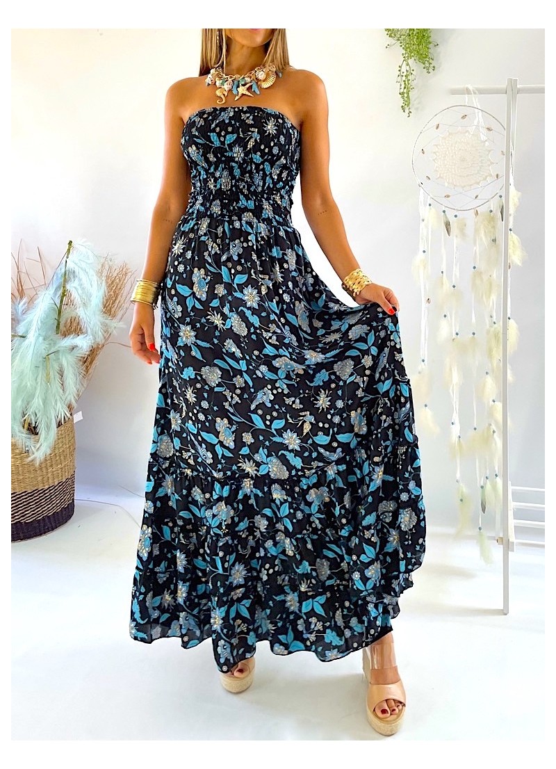 Vestido Evelyn azul y negro
