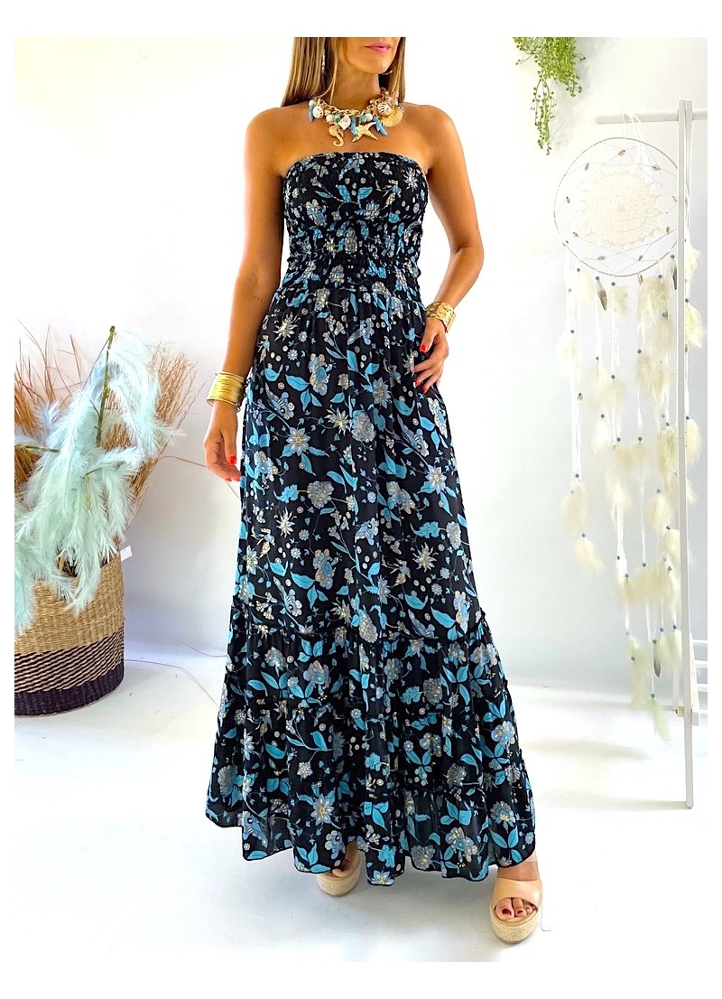 Vestido Evelyn azul y negro