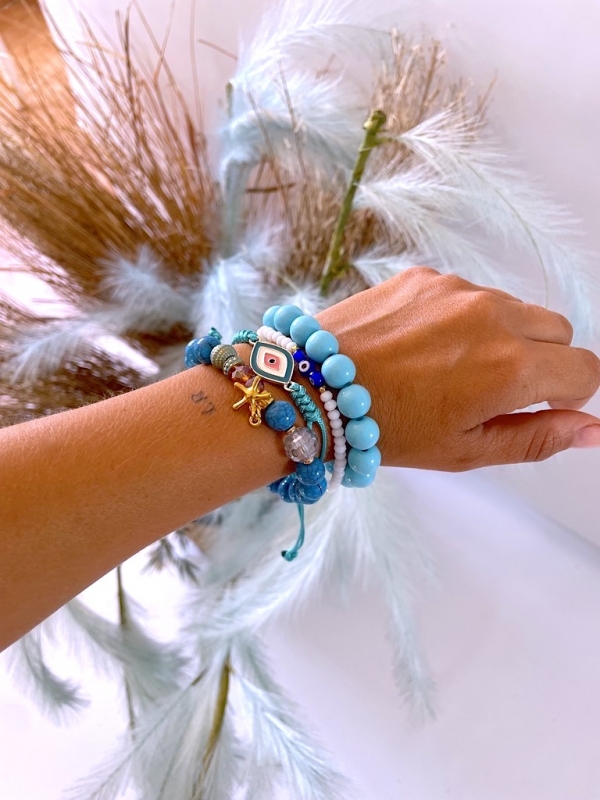 Pulsera cuatriple azul