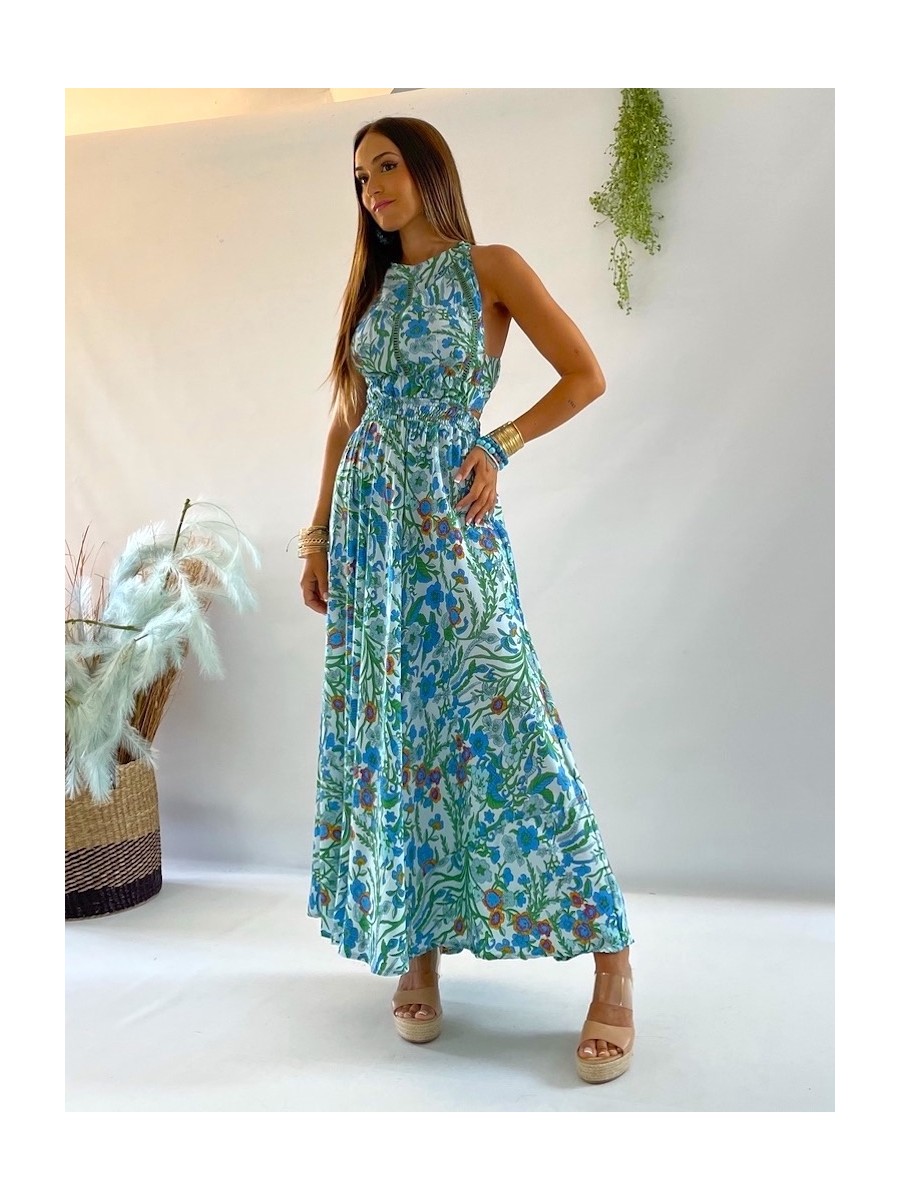 Vestido Sita azul y verde