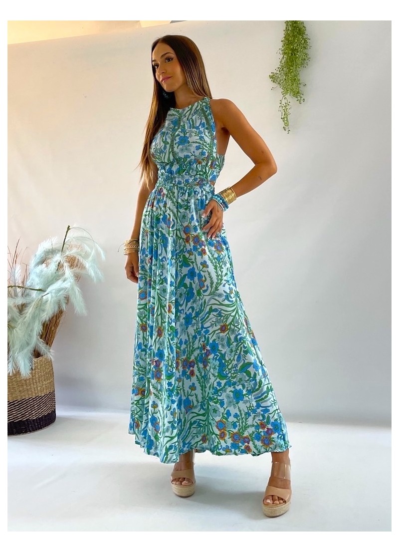 Vestido Sita azul y verde