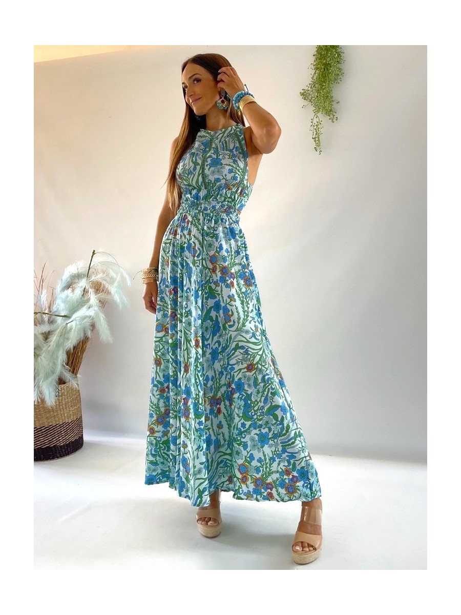 Vestido Sita azul y verde