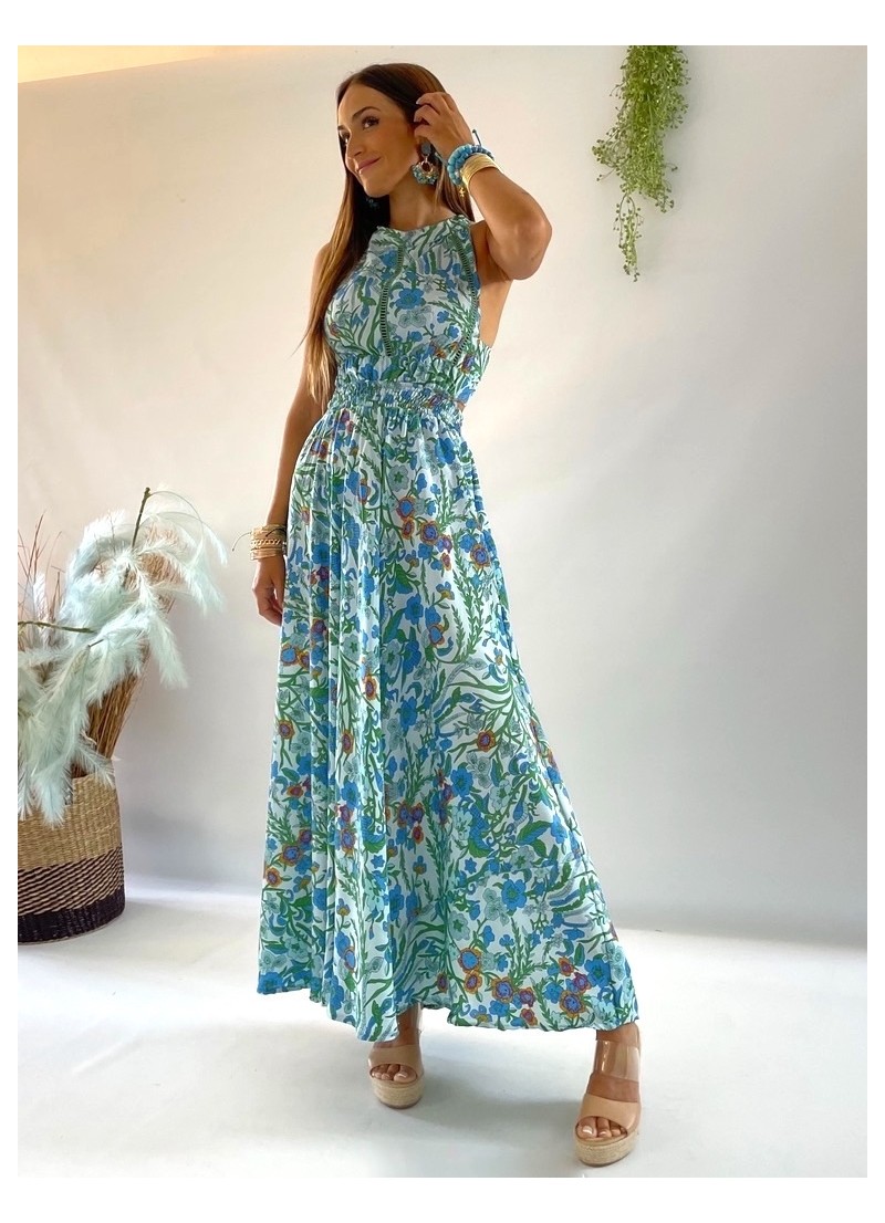 Vestido Sita azul y verde