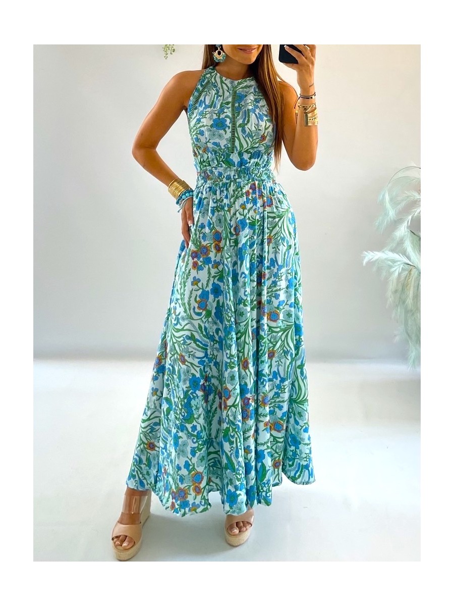 Vestido Sita azul y verde