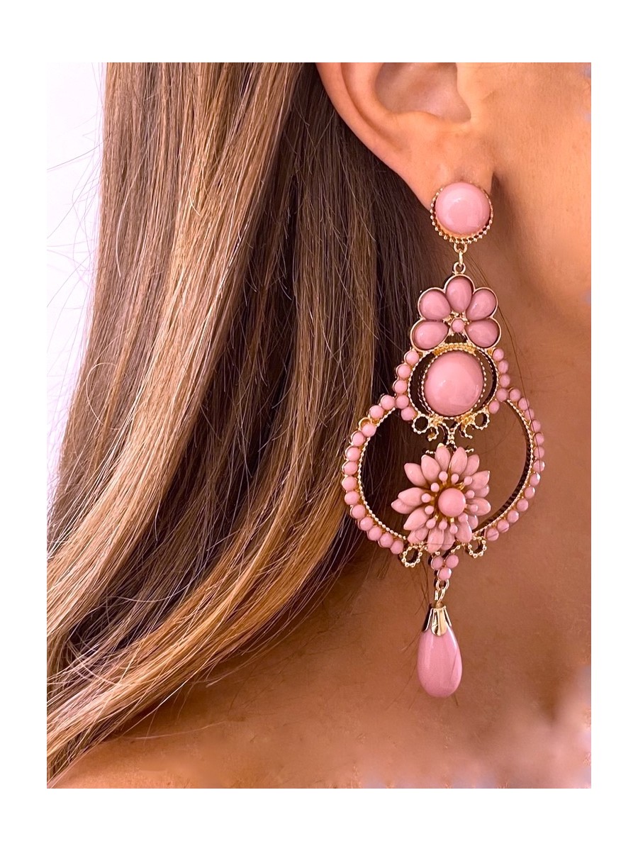 Pendientes Arabesco rosa