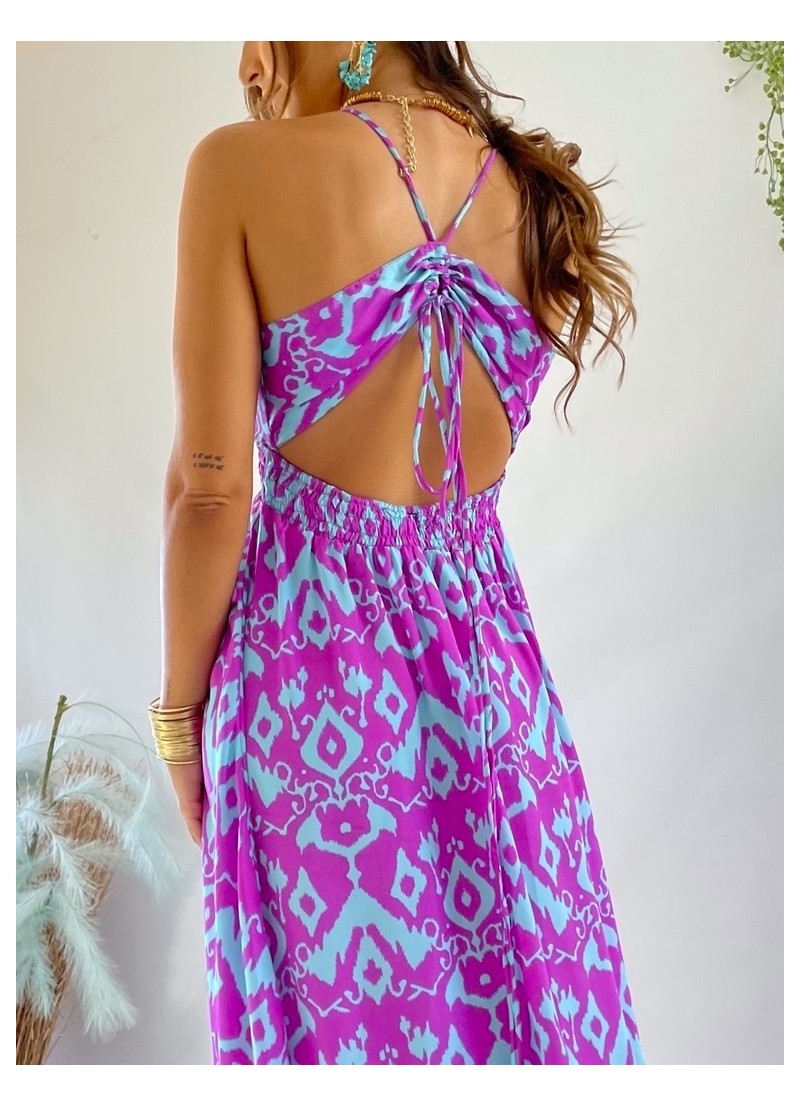 Vestido Menorca malva y azul