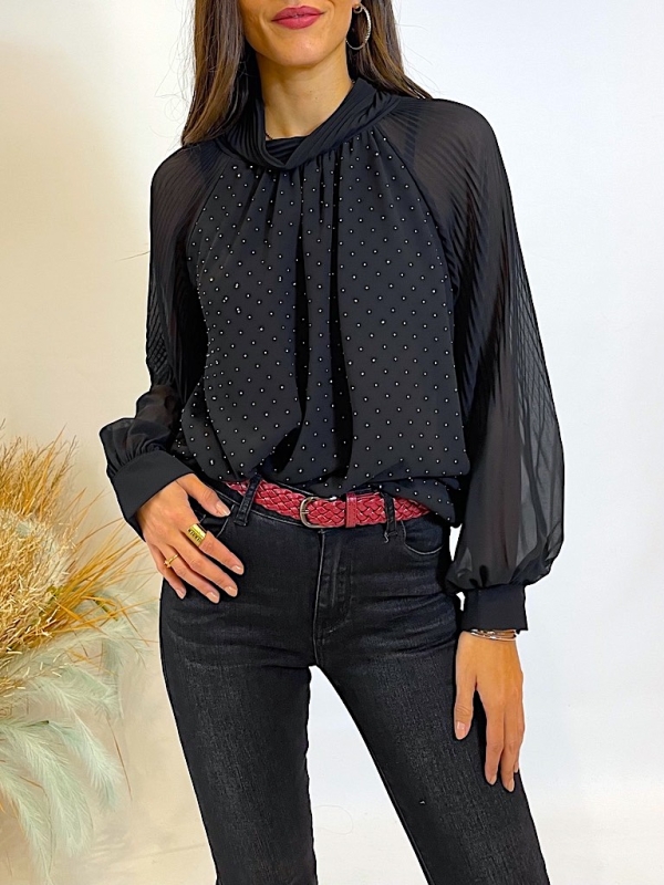 Blusa brilantitos negra