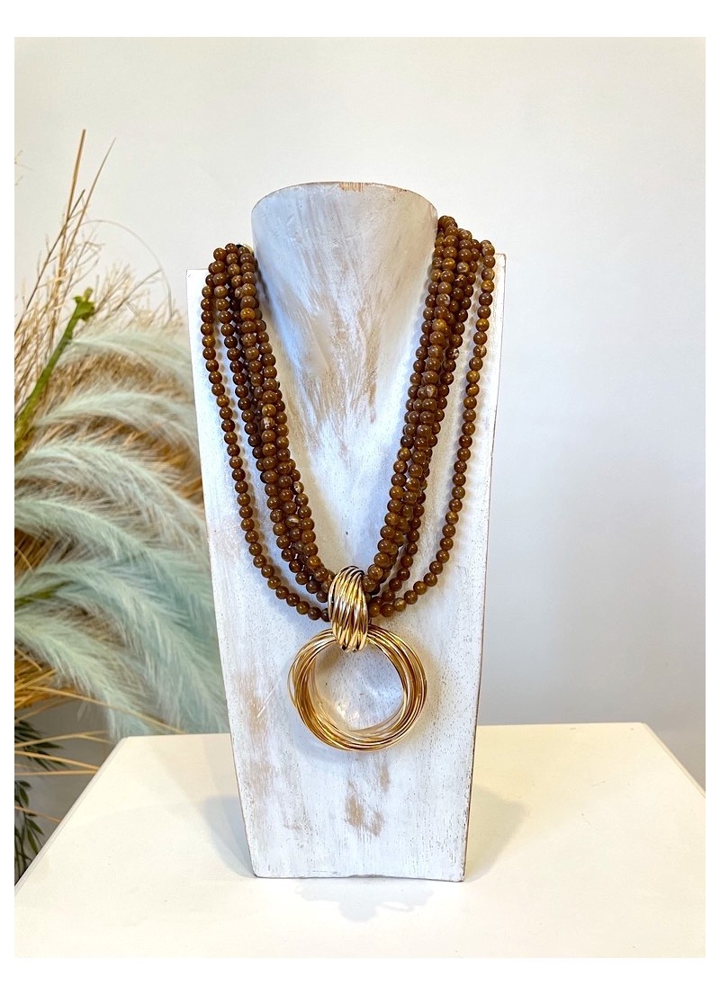 Collar Lisboa bolitas marrones