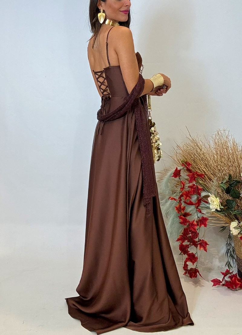 Vestido evento Malory marrón