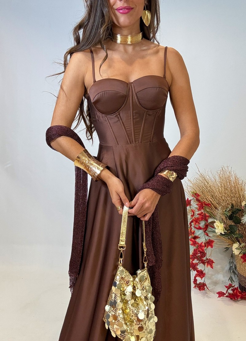 Vestido evento Malory marrón