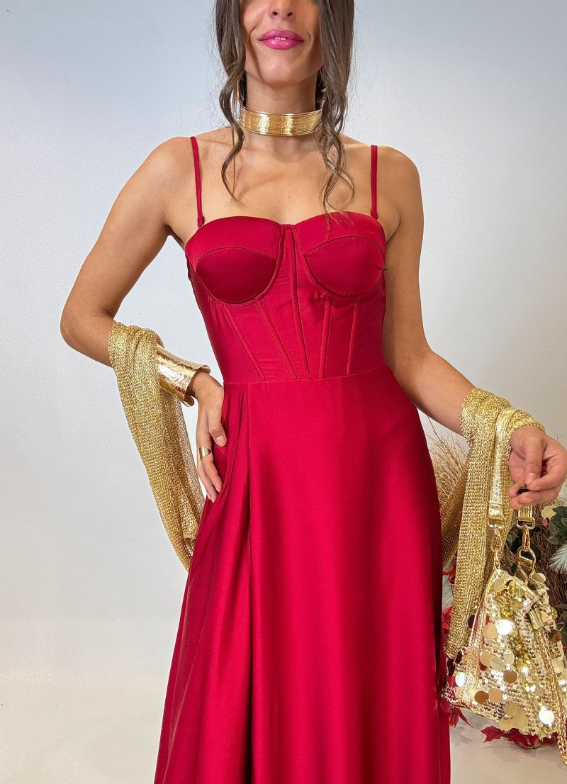 Vestido evento Malory grana