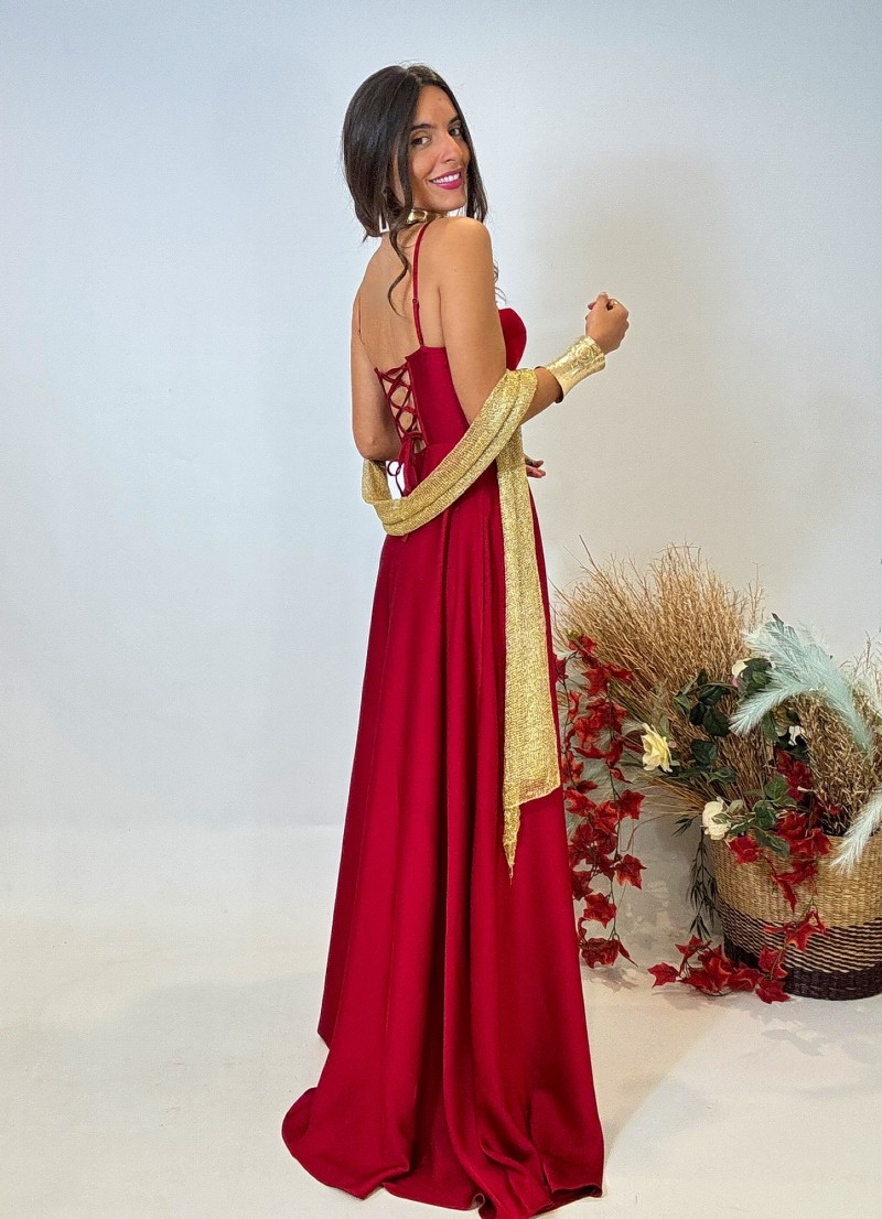 Vestido evento Malory grana