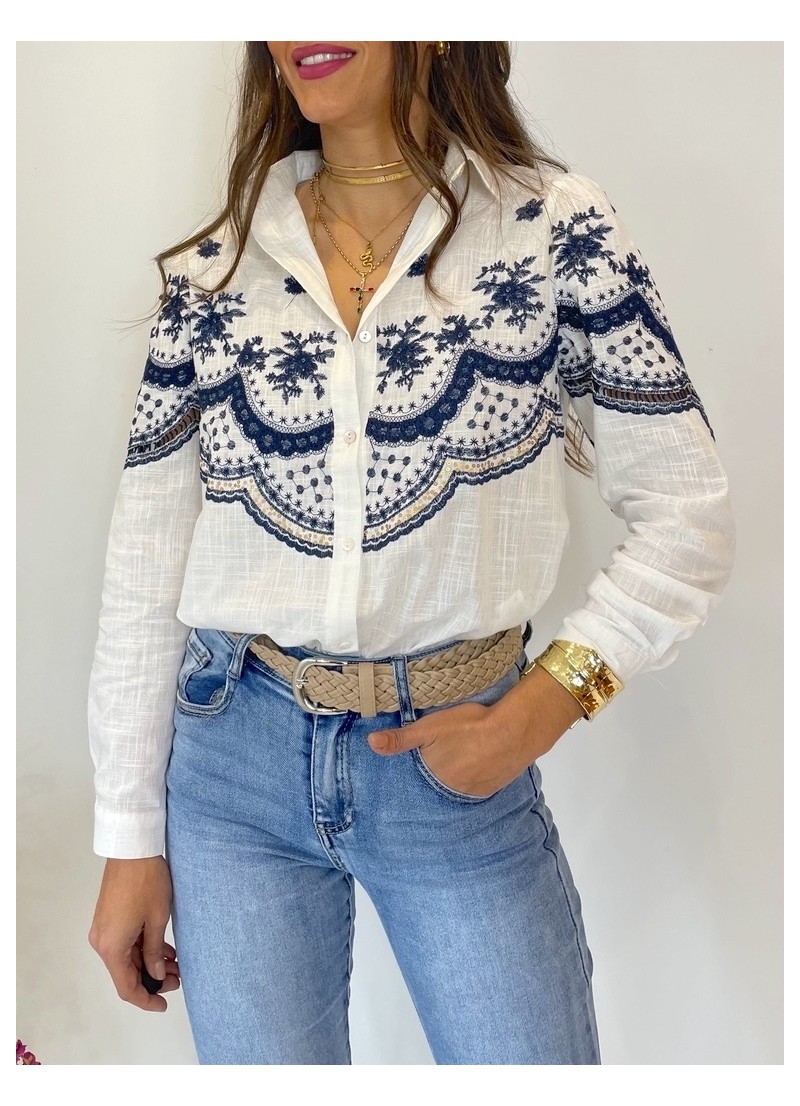 Blusa bordado azul marino