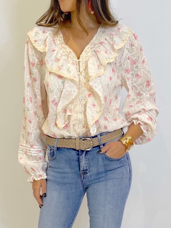 Blusa Sandy detalles en rosa