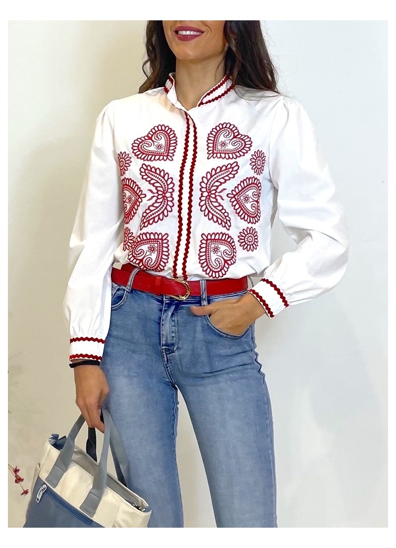 Blusa Rubí bordados rojos