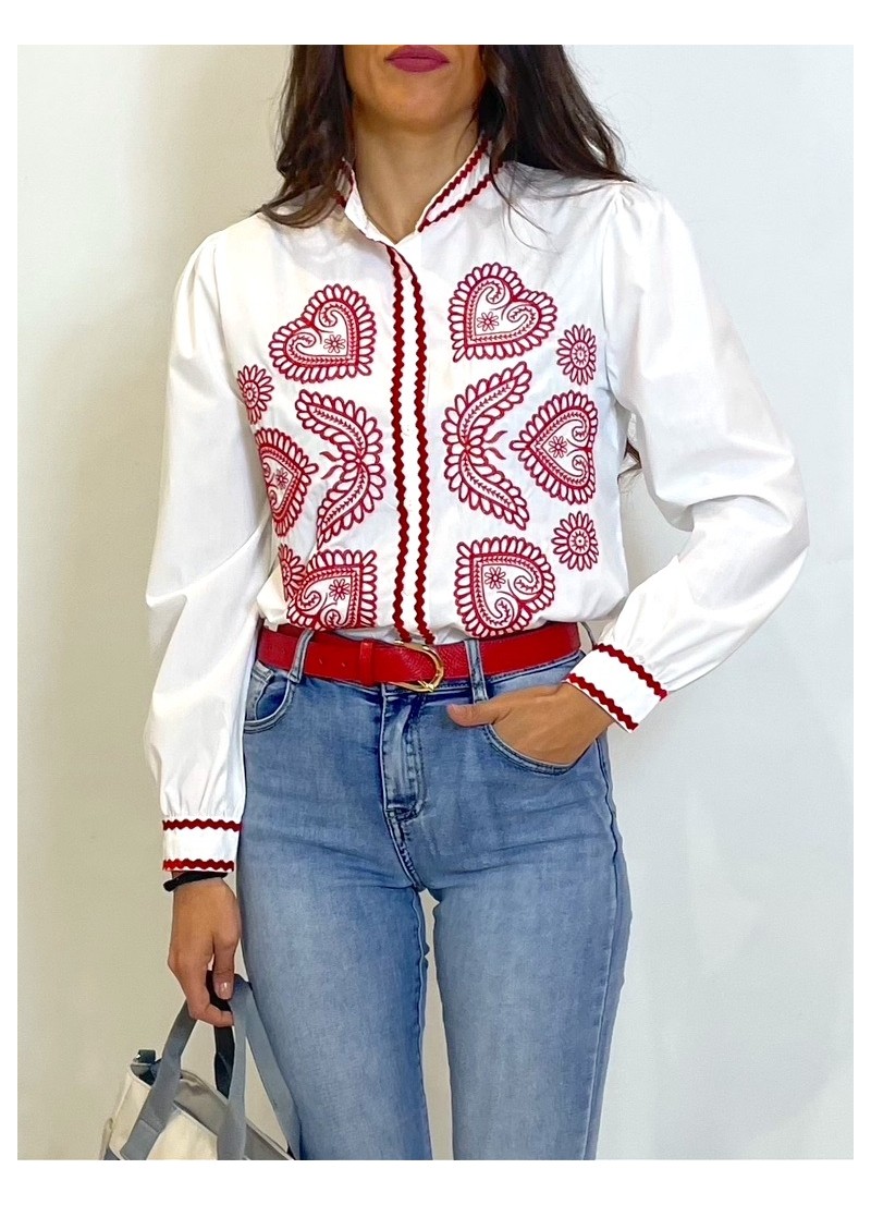 Blusa Rubí bordados rojos