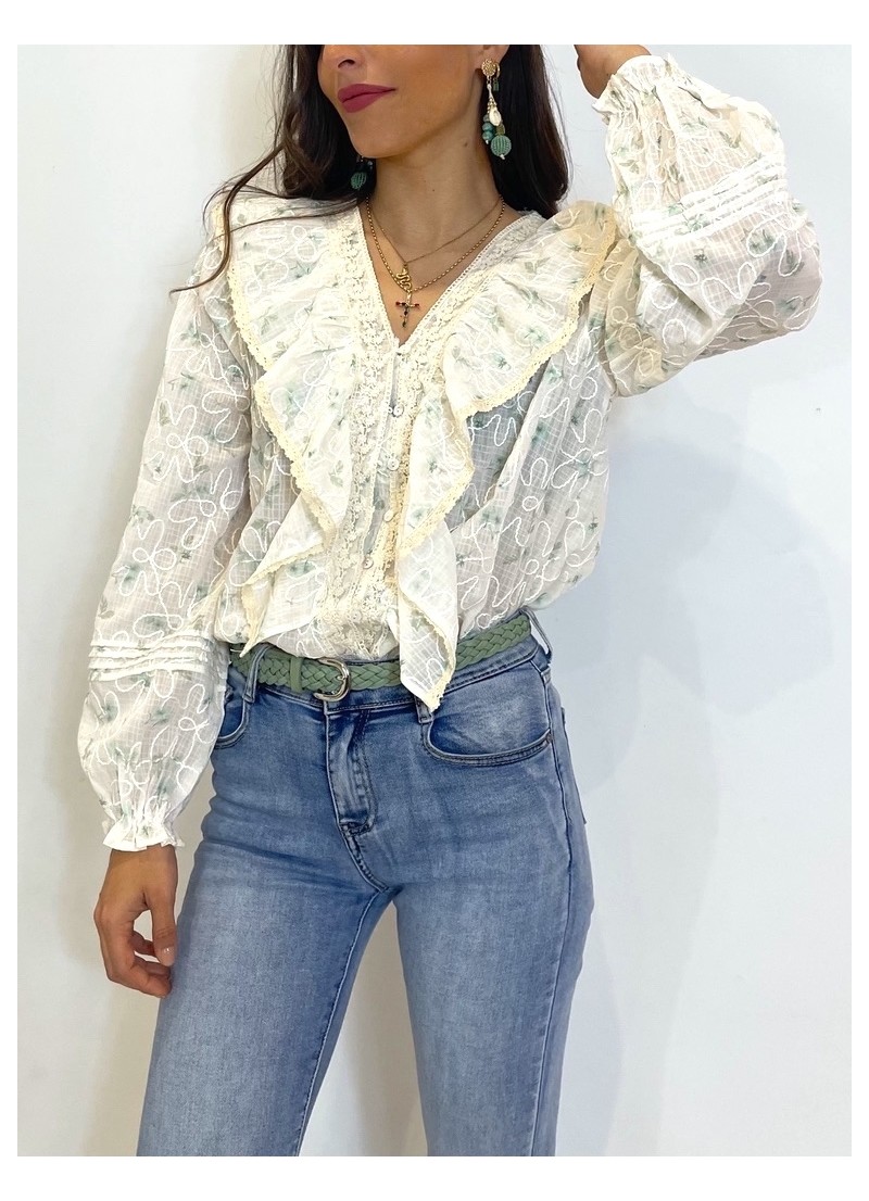 Blusa Sandy detalles en verde