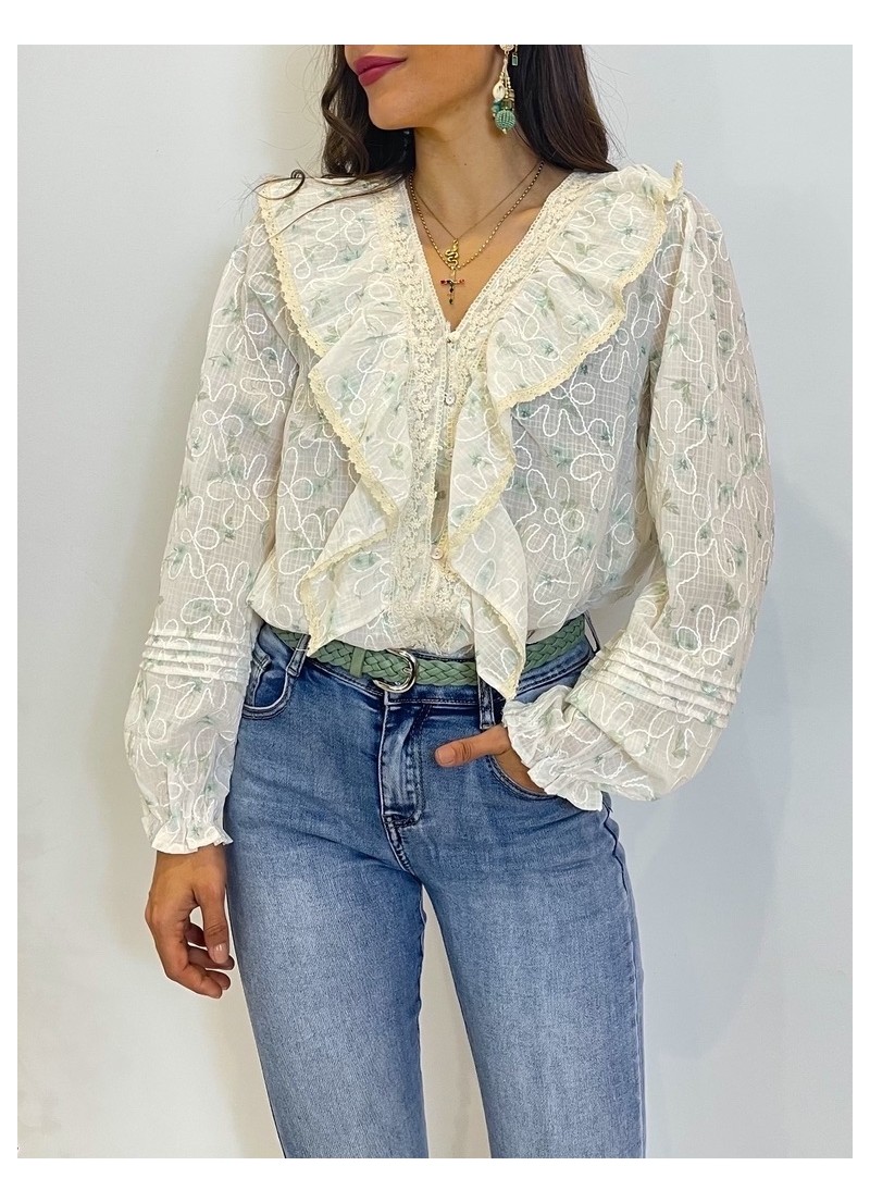 Blusa Sandy detalles en verde
