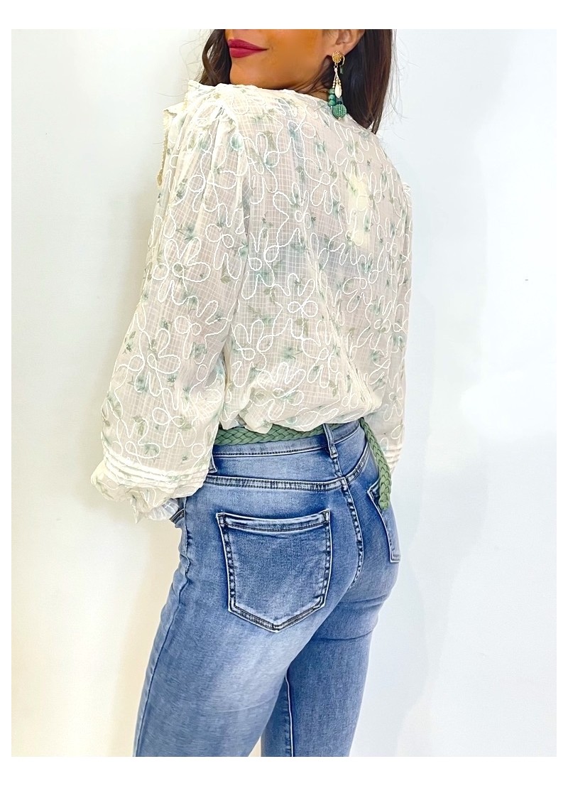 Blusa Sandy detalles en verde