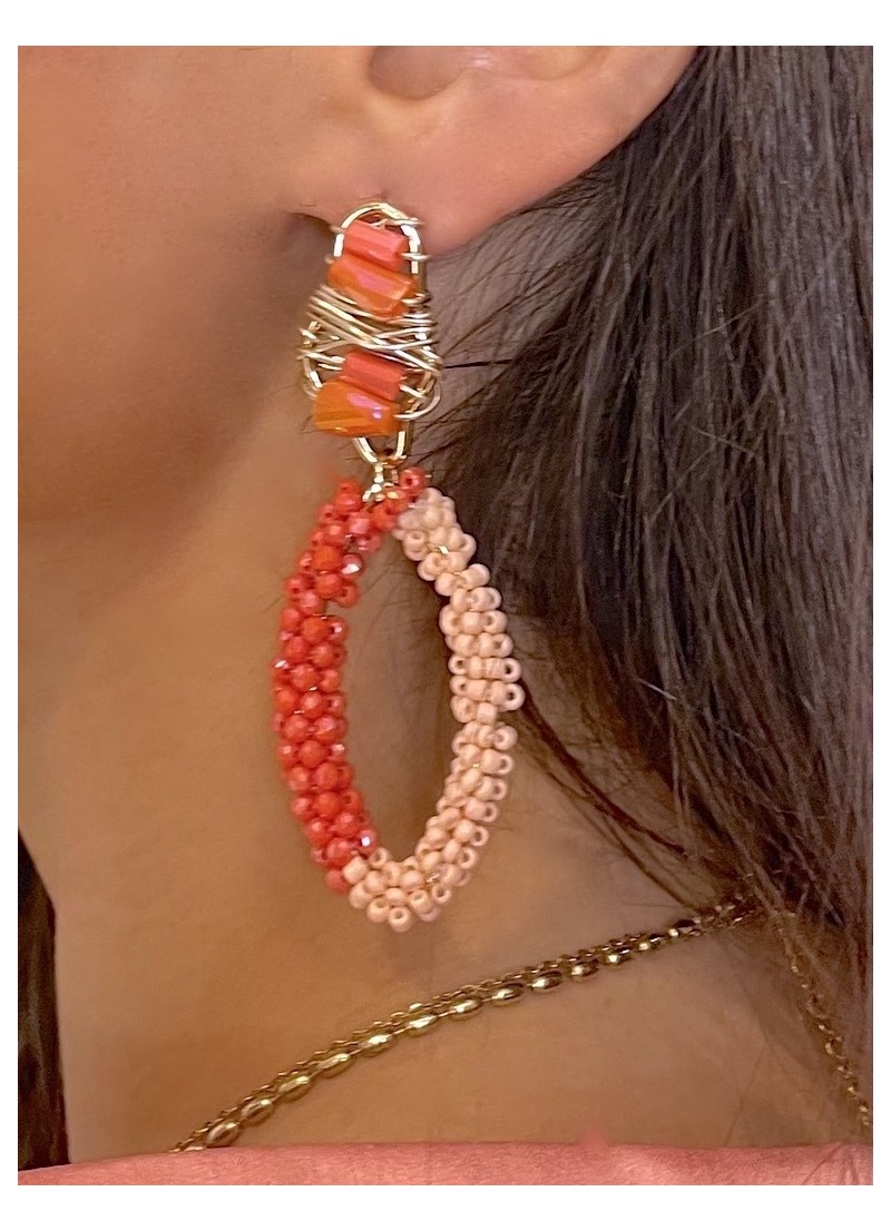 Pendientes Lina rosa y coral