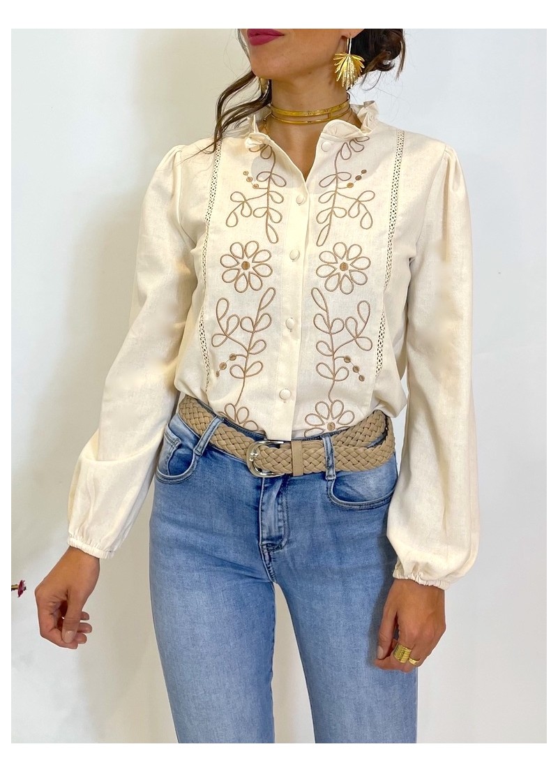 Blusa Moni bordados camel