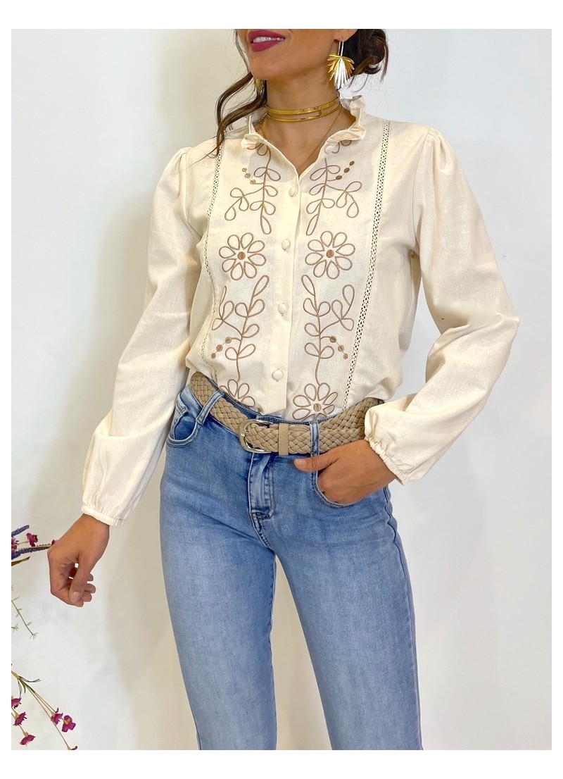 Blusa Moni bordados camel