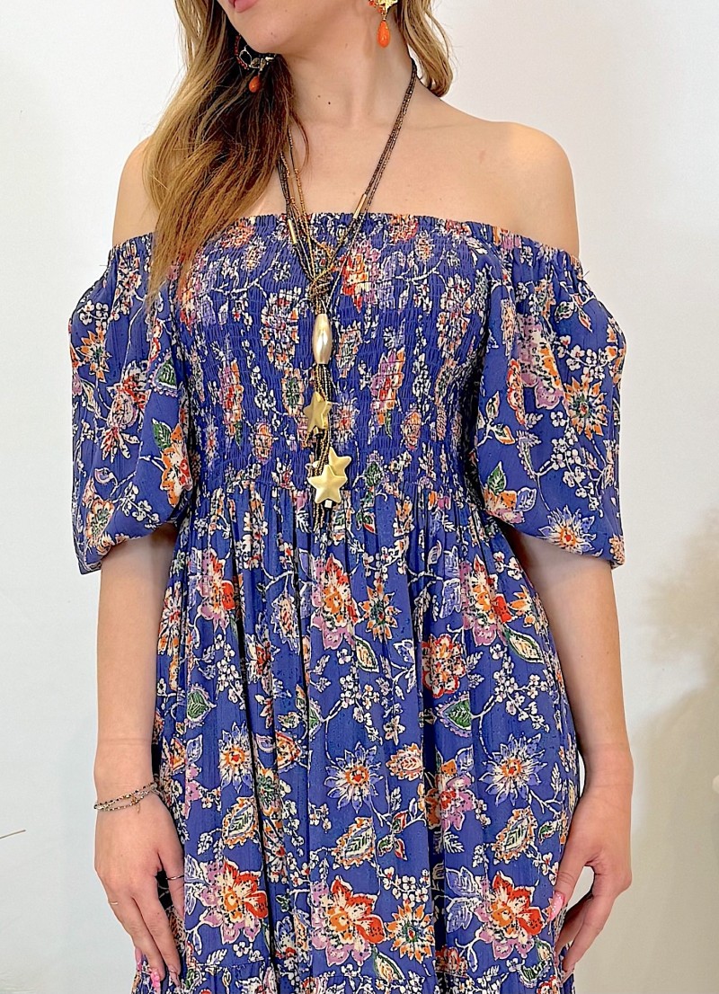 Vestido Keira azul y naranja Trilce