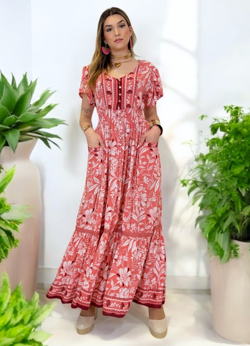Vestido Azalea rosa Trilce
