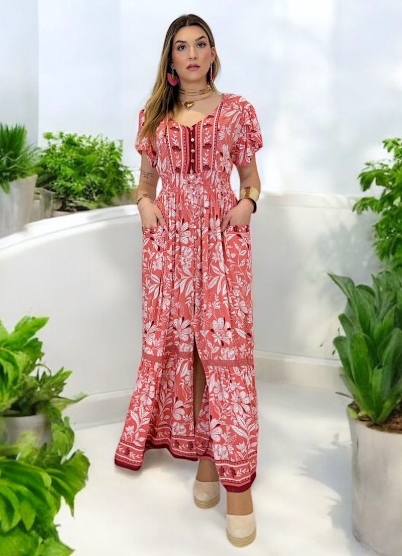 Vestido Azalea rosa Trilce