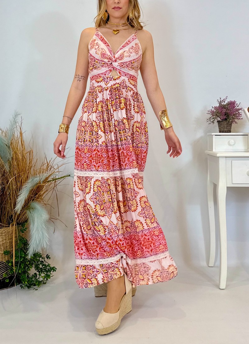 Vestido Capri estampado rosa Trilce