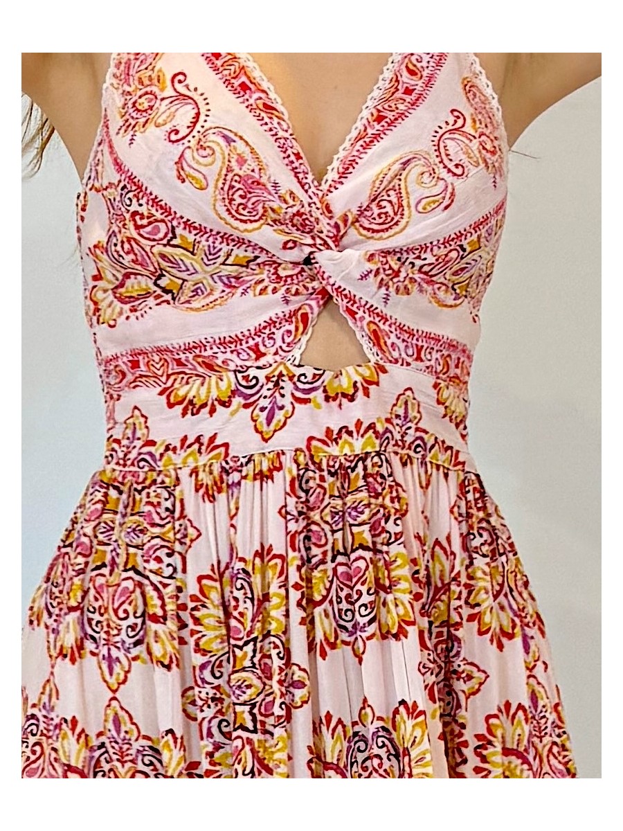 Vestido Capri estampado rosa Trilce