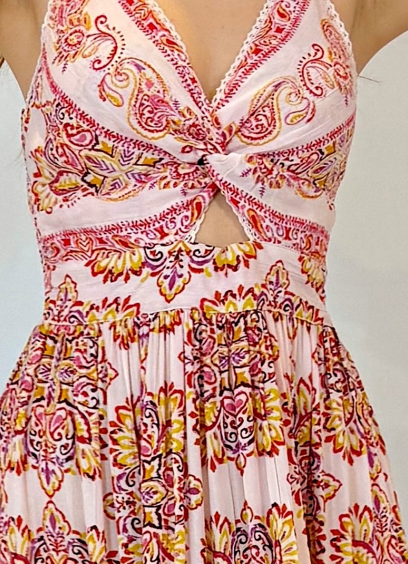 Vestido Capri estampado rosa Trilce
