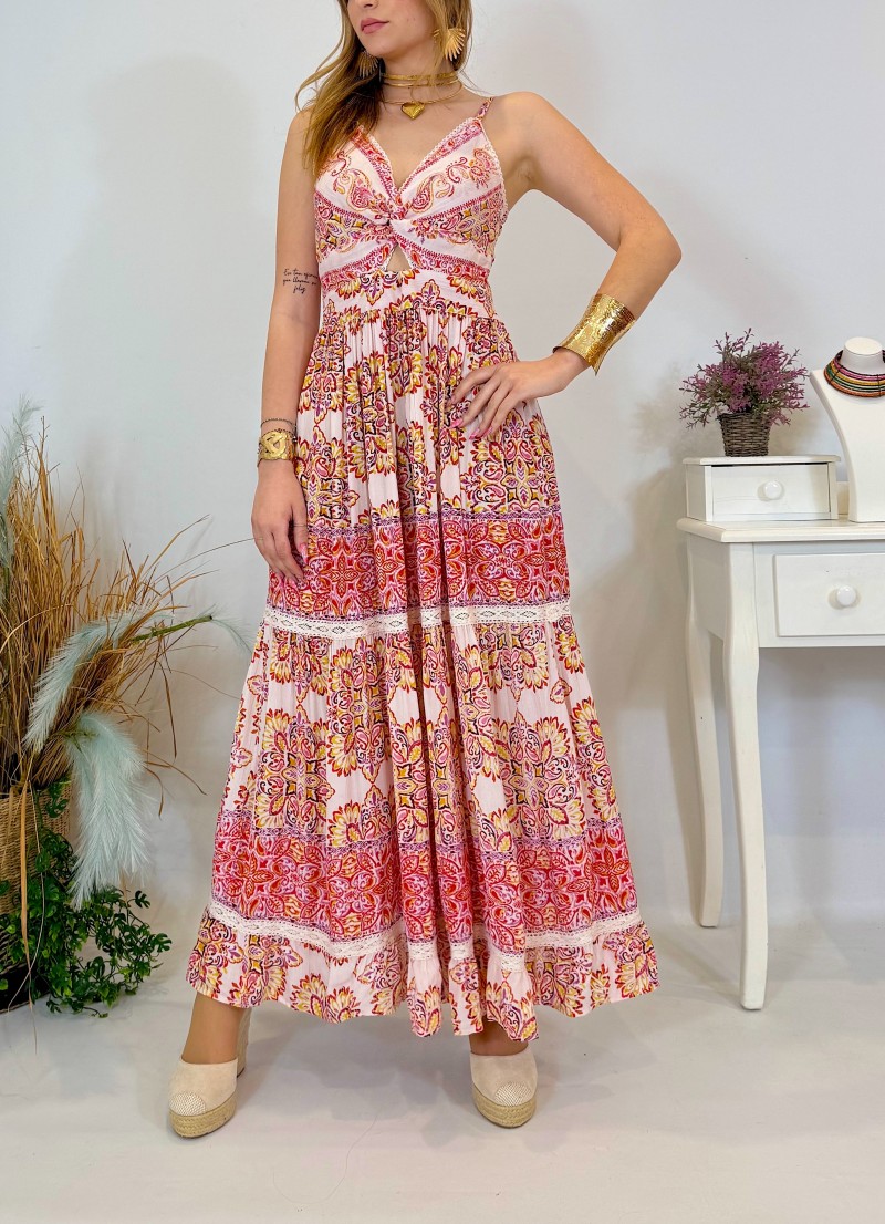 Vestido Capri estampado rosa Trilce