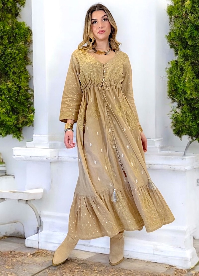 Vestido Joice beige oscuro Trilce